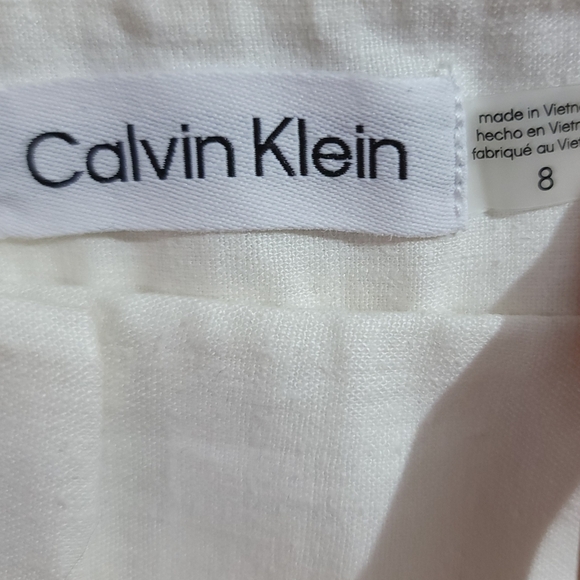 Calvin Klein NWT Timeless Off-White High-Rise Wide-Leg Linen Dress Pants SIZE 8 - Picture 7 of 12